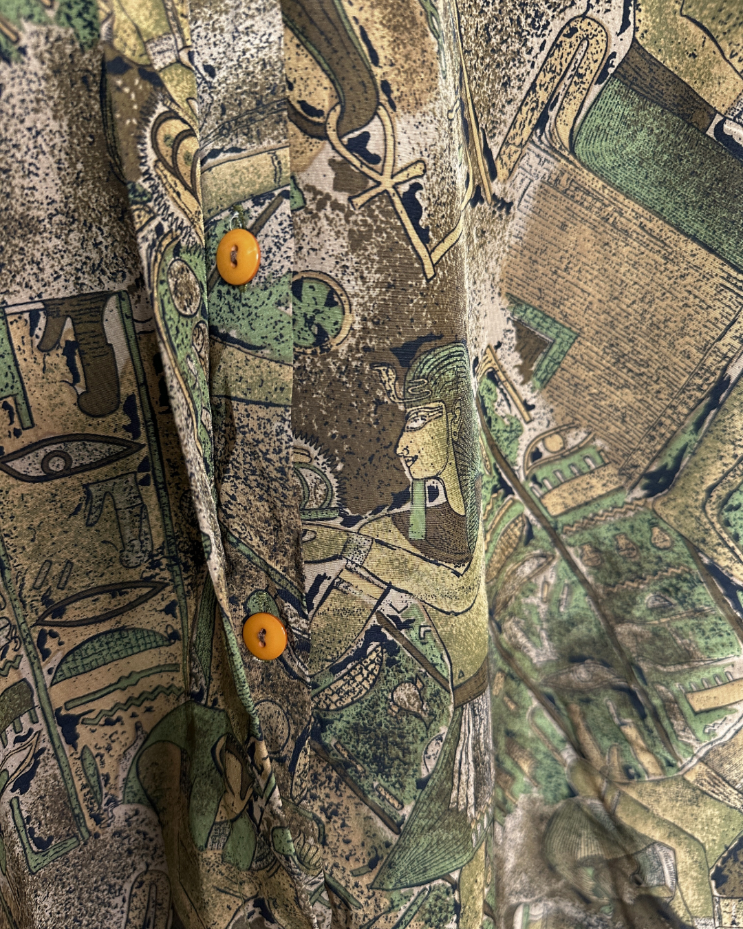 Vintage Egyptian Hieroglyphic Print Shirt – Long Sleeve