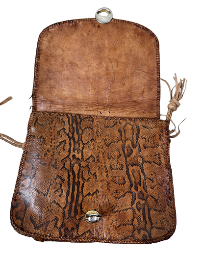 Vintage Genuine Snakeskin Clutch Bag with Tassel Details