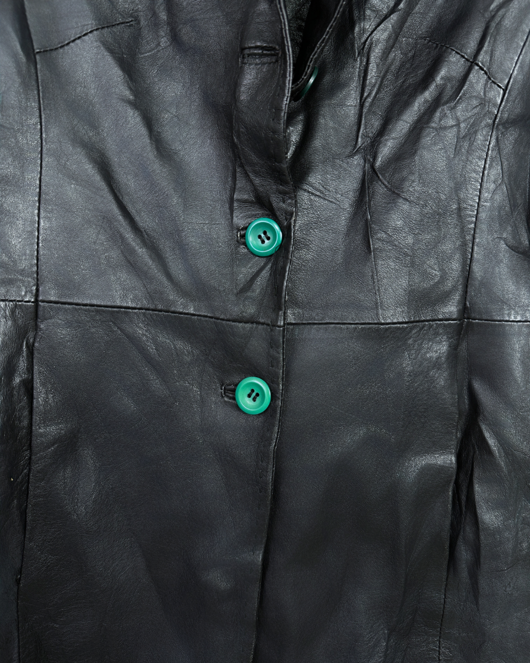 Vintage Lapel Genuine Leather Coat - Women's Medium