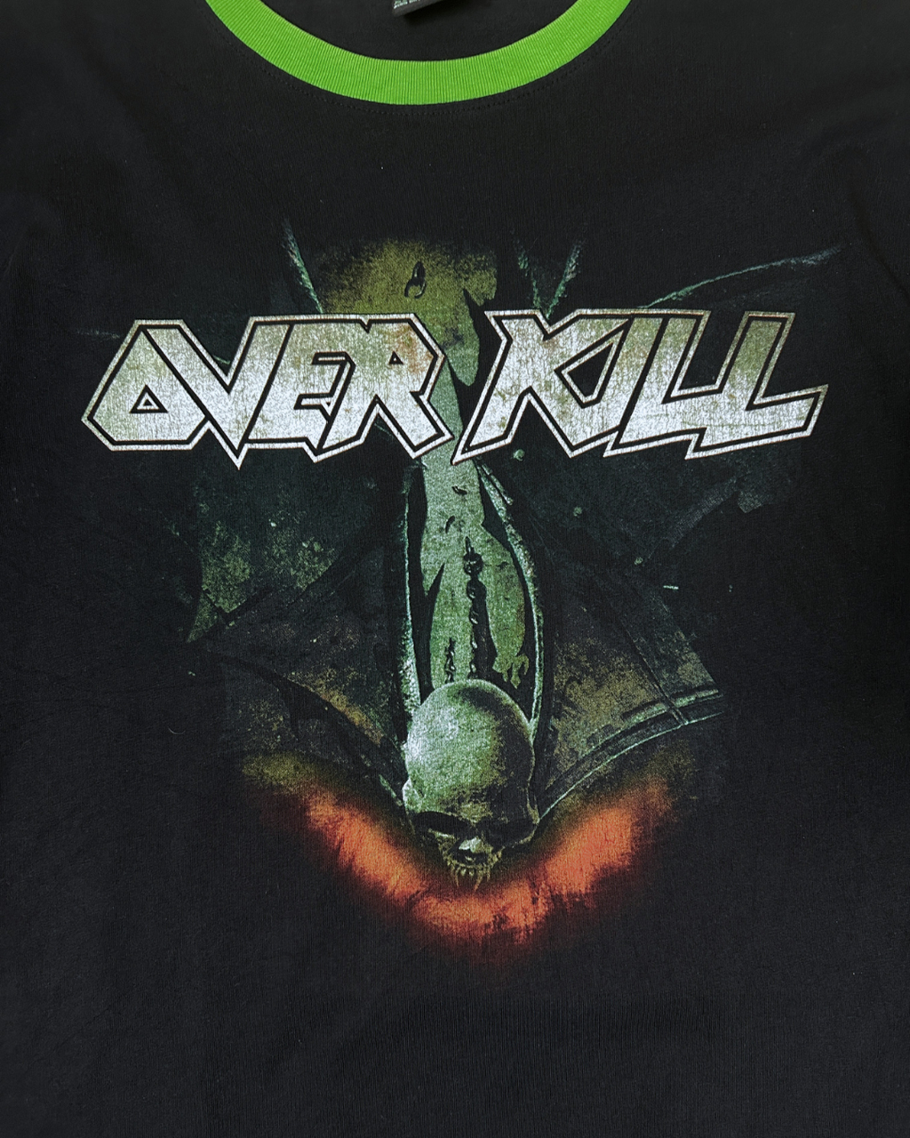 Overkill "For Those Who Bleed Green & Black" Thrash Metal Ringer T-Shirt