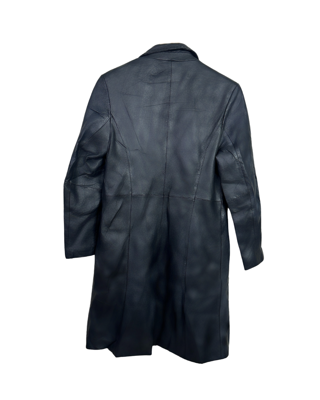 Vintage Lapel Genuine Leather Coat - Women's Medium