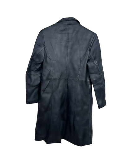 Vintage Lapel Genuine Leather Coat - Women's Medium