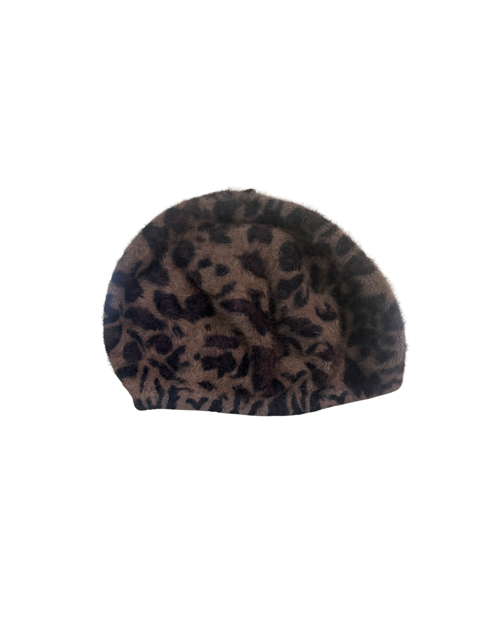 Fuzzy Leopard Print Beret