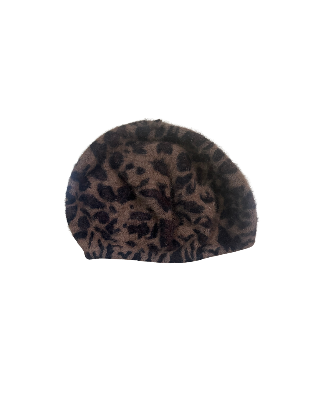 Fuzzy Leopard Print Beret