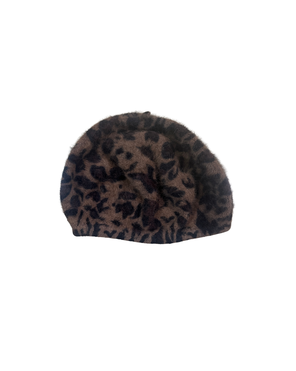 Fuzzy Leopard Print Beret