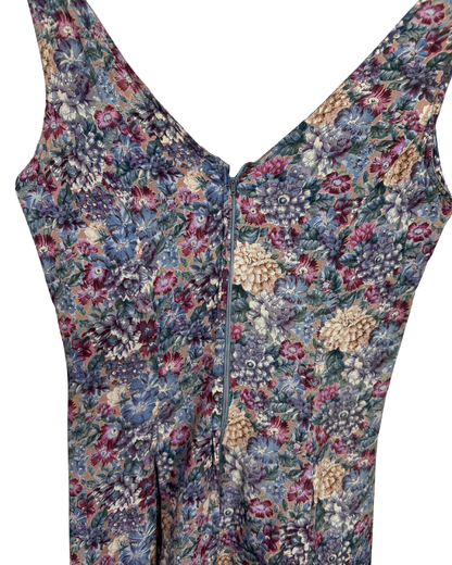 Vintage 90s Monsoon Floral Pleated Tea Dress