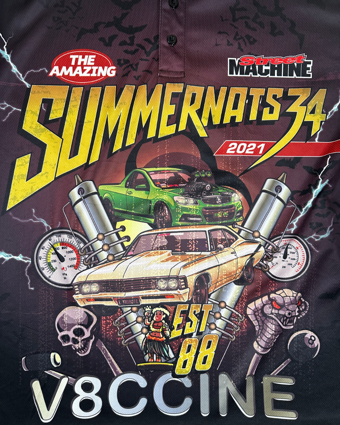 Street Machine Summernats V8CCINE Sublimated Polo Shirt