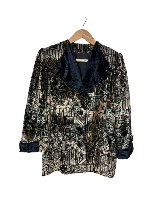 Vintage 80s Velvet Women's Blazer Large