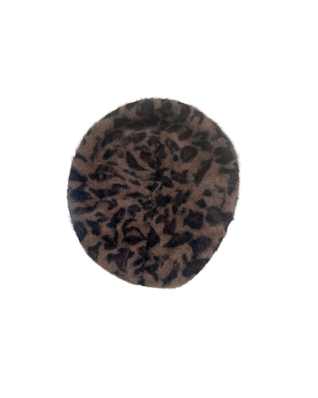 Fuzzy Leopard Print Beret