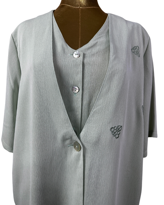 Vintage Serafino Sage Green Layered Blouse