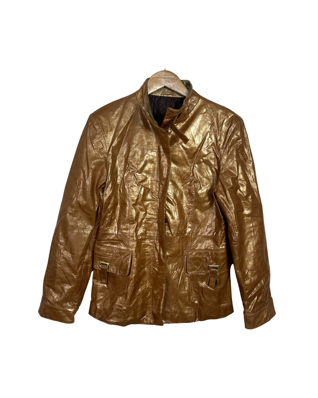 Phoenix Metallic Gold Genuine Leather Women's Jacket