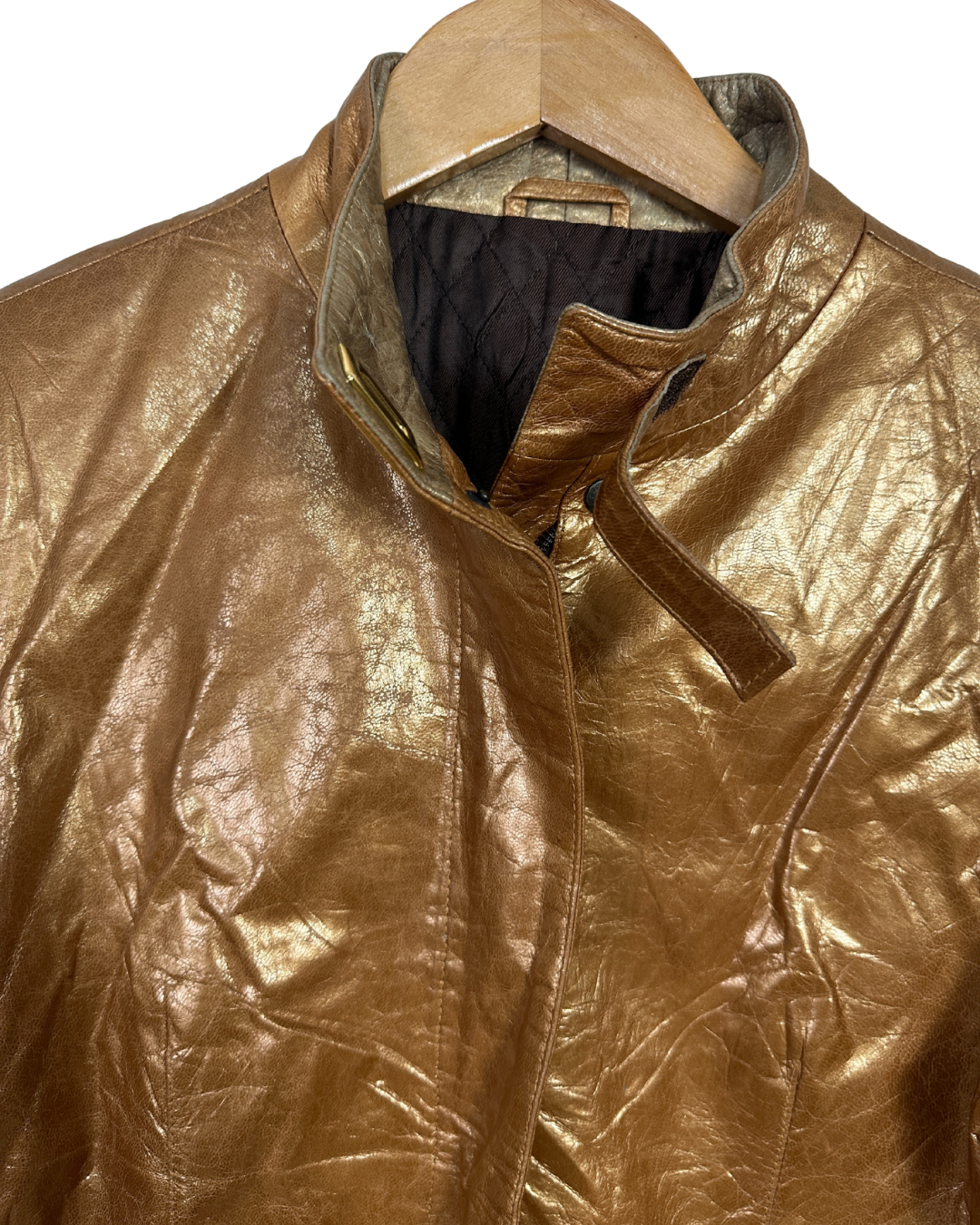 Phoenix Metallic Gold Genuine Leather Women's Jacket