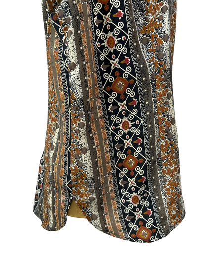 Vintage Patterned Sleeveless Shirt  2XL