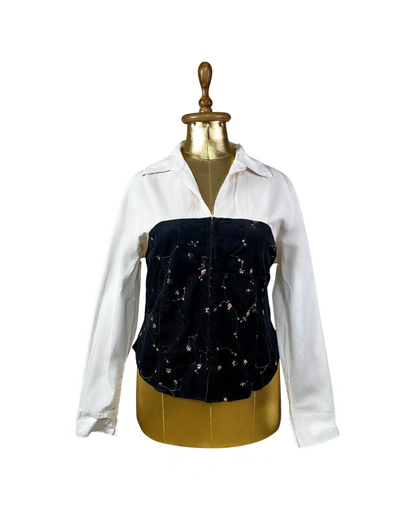 Canda Fitted Shirt w/ Velvet Bustier & Fish Hook Closure XL
