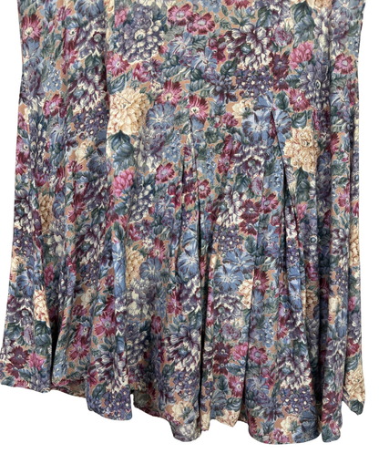 Vintage 90s Monsoon Floral Pleated Tea Dress