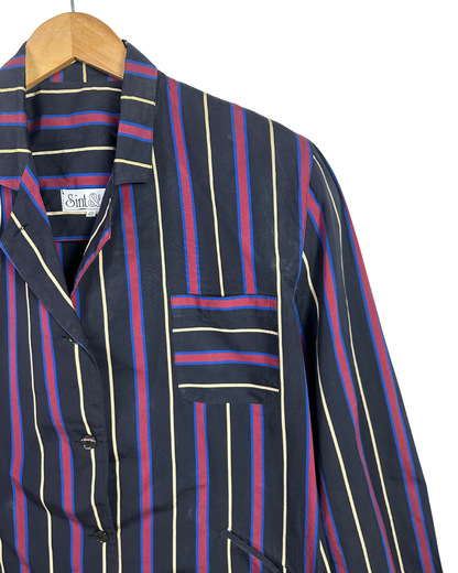 Vintage Sint & Si 90s Women's Striped Light Blazer Shirt L/XL