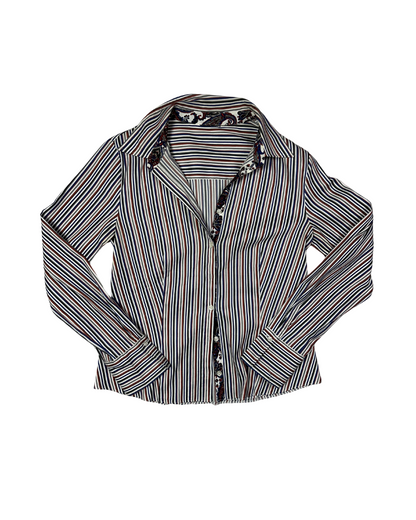 Striped  Women's Fitted Shirt with Paisley Trim