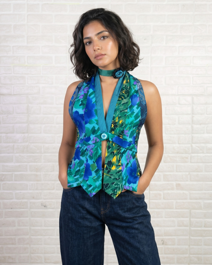 Handmade Upcycled Tie Vest Top & Choker