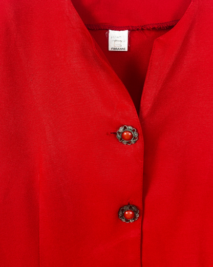 Vintage Blouse with Decorative Gem Buttons - Large