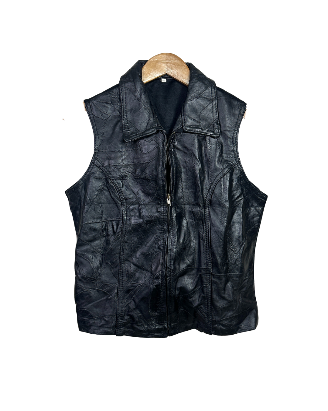 Black Genuine Leather Vest - Women's Medium