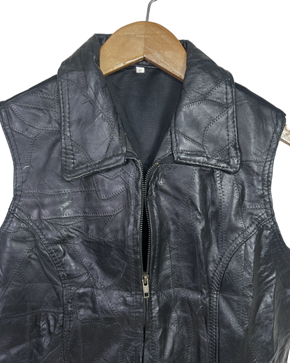 Black Genuine Leather Vest - Women's Medium