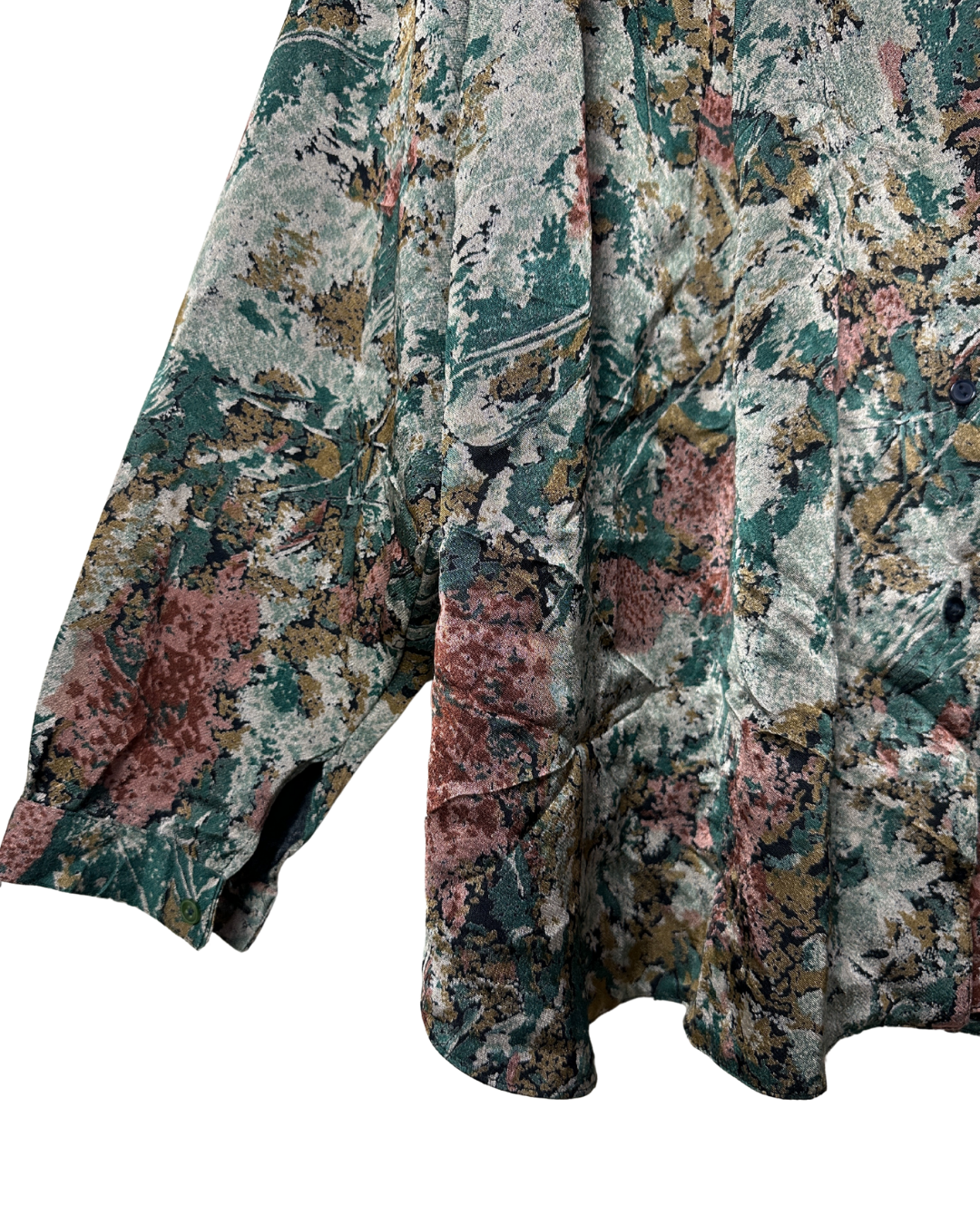 Vintage Doruk Abstract Jacquard Oversized Shirt Jacket with Belt Loops XL