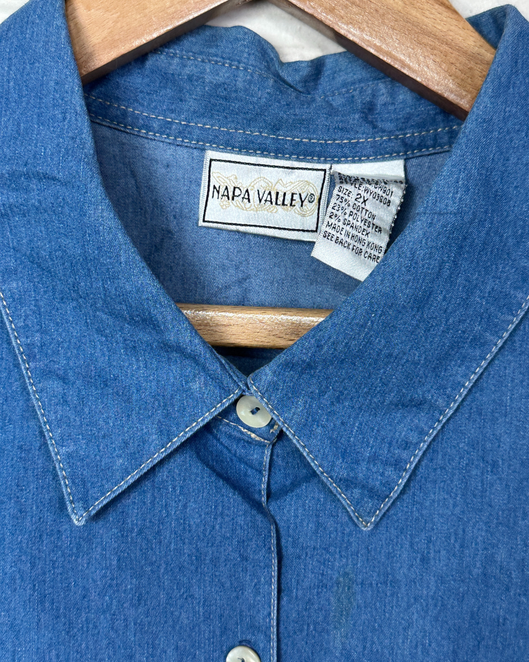 Vintage Napa Valley Denim Embroidered Women's Shirt 2XL