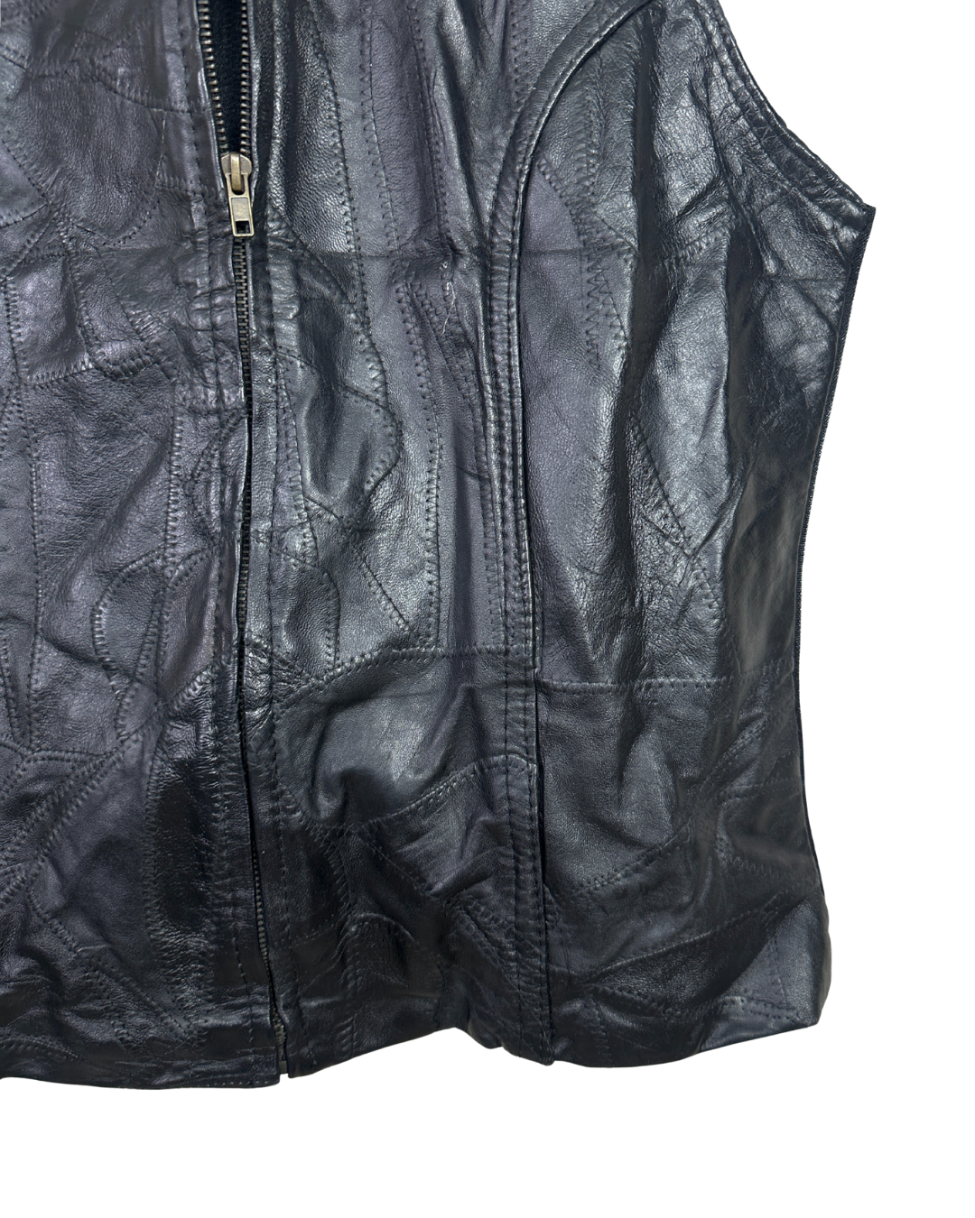 Black Genuine Leather Vest - Women's Medium