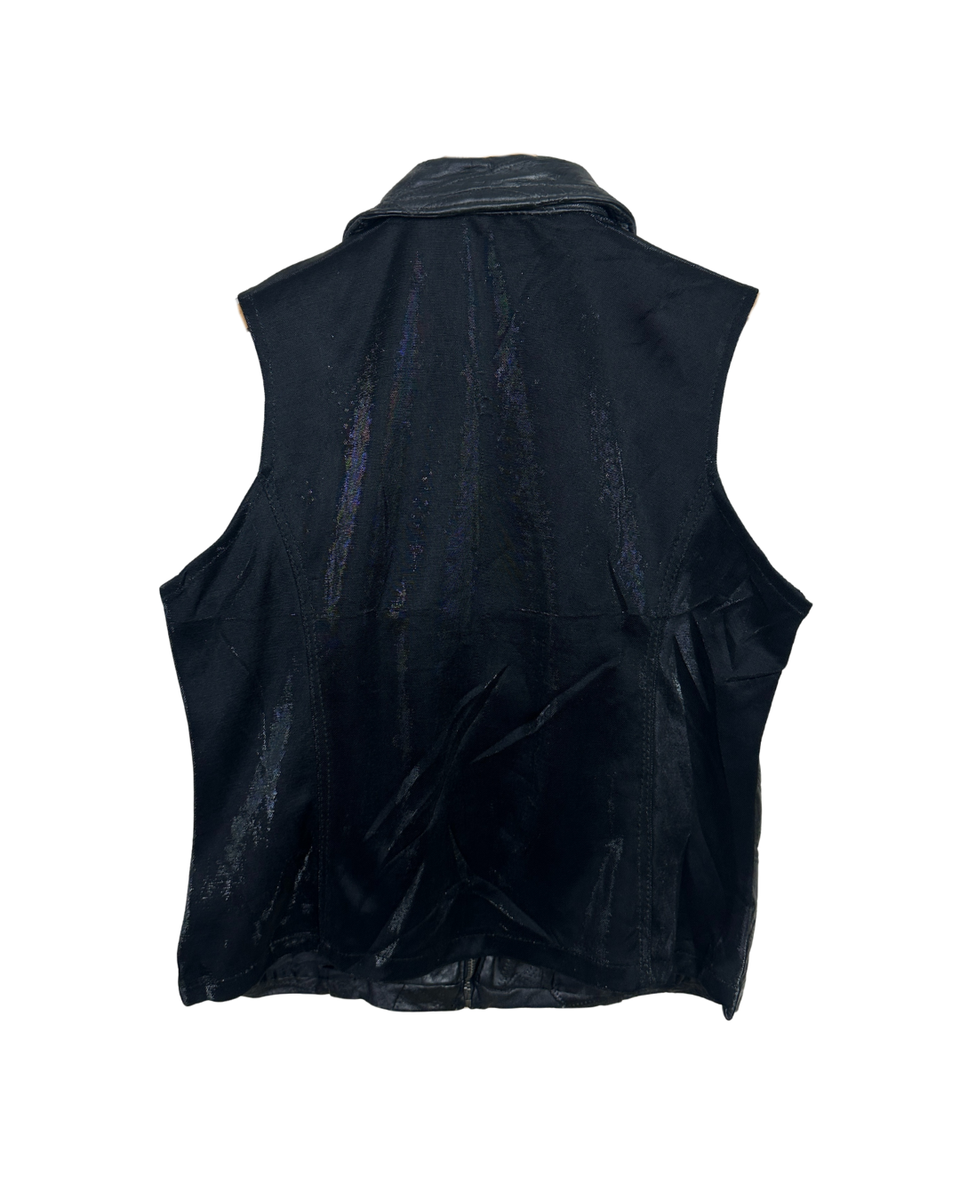 Black Genuine Leather Vest - Women's Medium