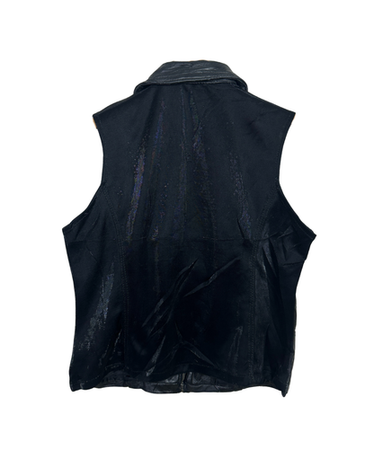 Black Genuine Leather Vest - Women's Medium