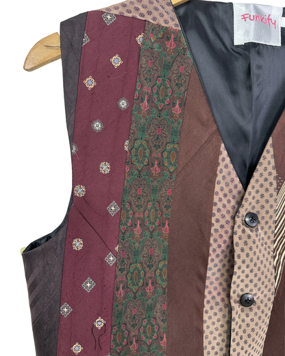 Retied Unisex Upcycled Necktie Vest - Medium