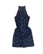 Precis Petite Navy Lace & Sequin High-Neck Keyhole Cocktail Dress - Large