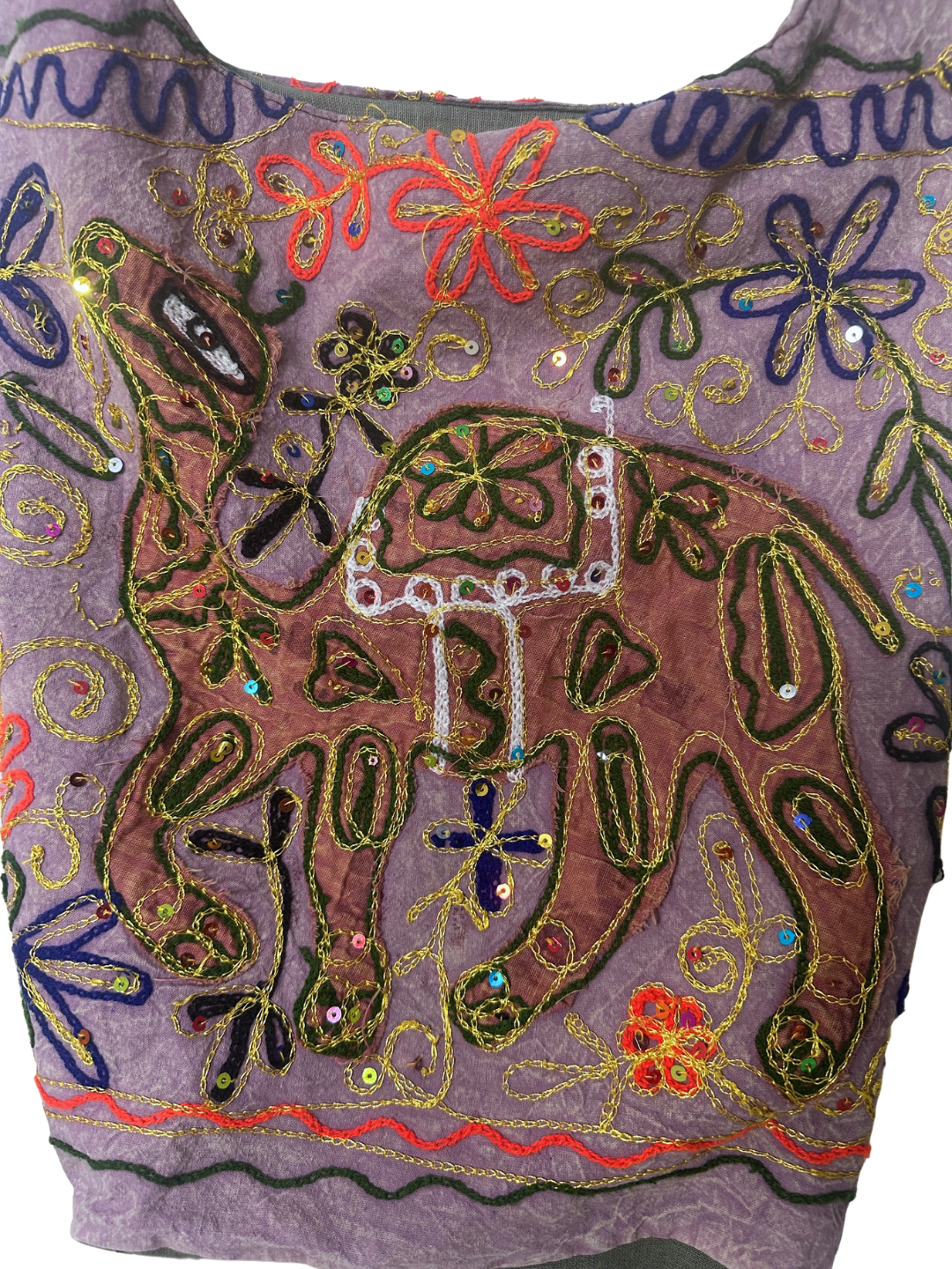 Vintage Purple Embroidered Camel Boho Bag