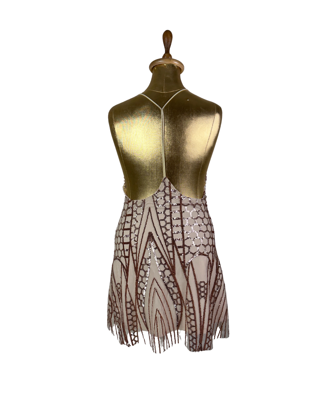 Love Triangle Sequin Embellished Cami Rose Gold Dress