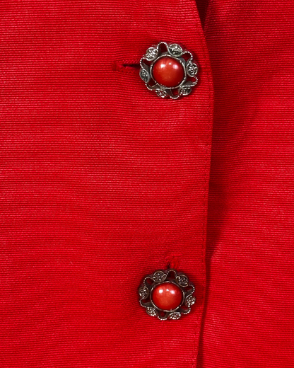 Vintage Blouse with Decorative Gem Buttons - Large