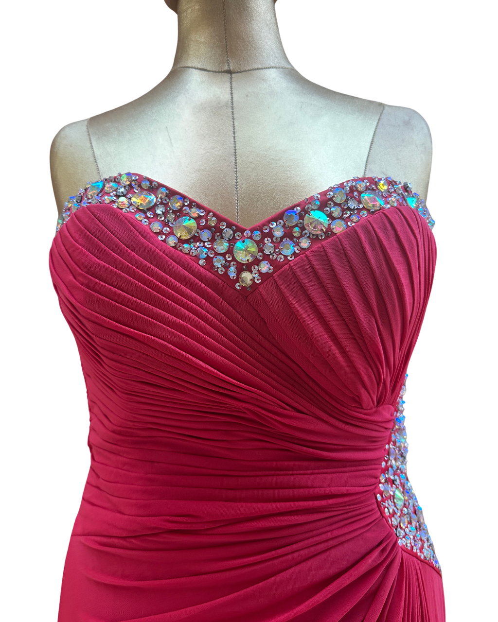 Lipsy Strapless Red Beaded Dress