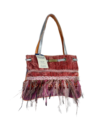 Vintage Spencer & Rutherford Boho Feather and Beads Handbag