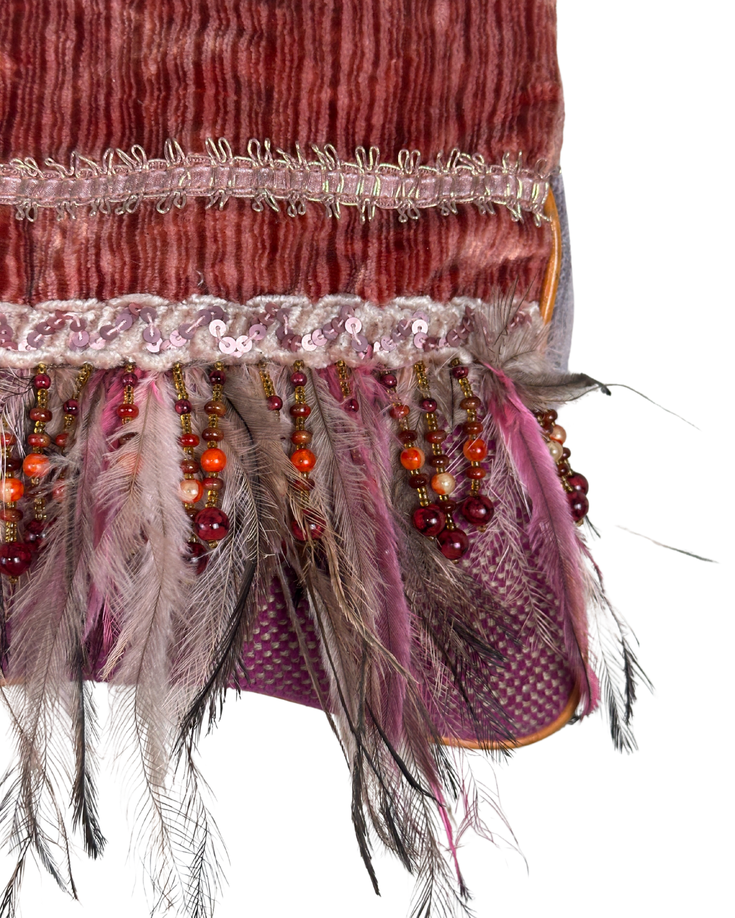 Vintage Spencer & Rutherford Boho Feather and Beads Handbag