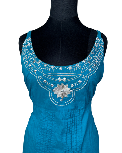 Glamorosa Embroidered Top with Tie-Back & Ruffled Hem