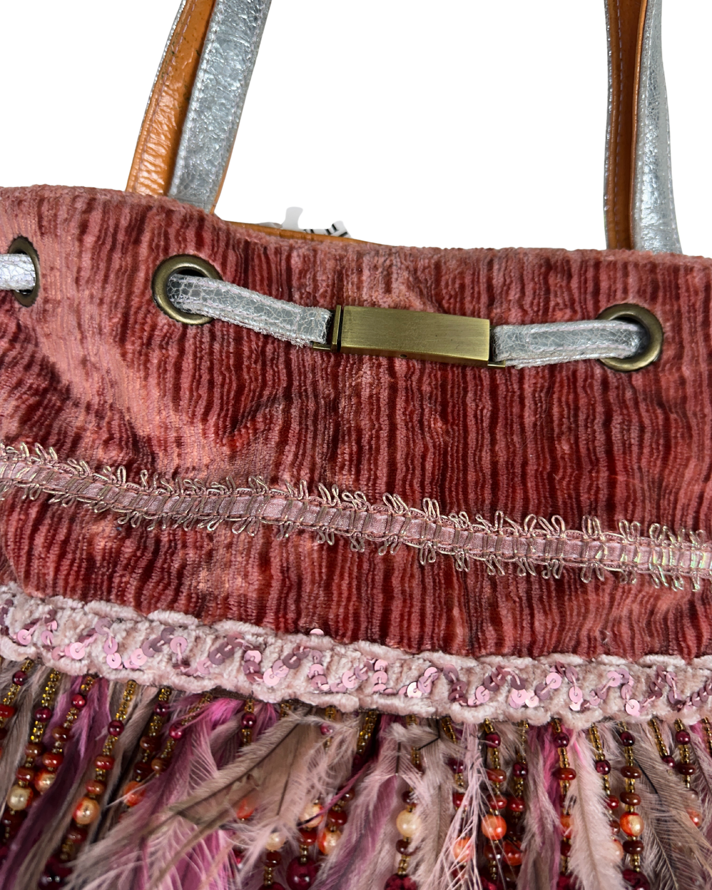 Vintage Spencer & Rutherford Boho Feather and Beads Handbag