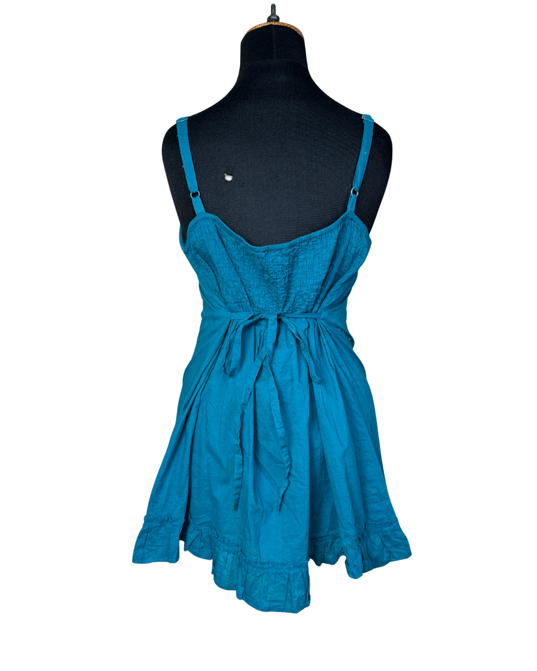 Glamorosa Embroidered Top with Tie-Back & Ruffled Hem