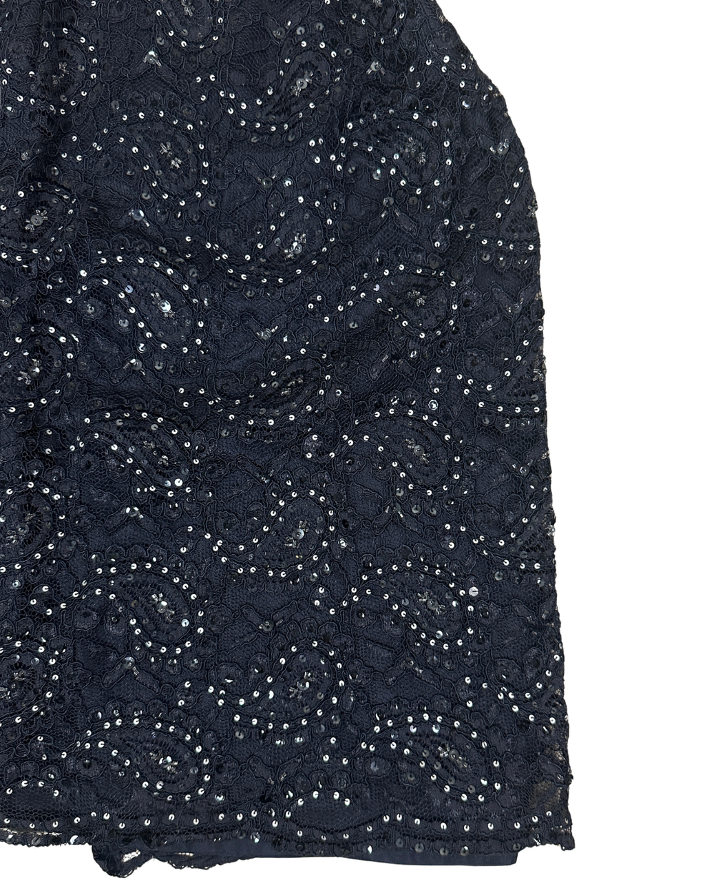 Precis Petite Navy Lace & Sequin High-Neck Keyhole Cocktail Dress - Large