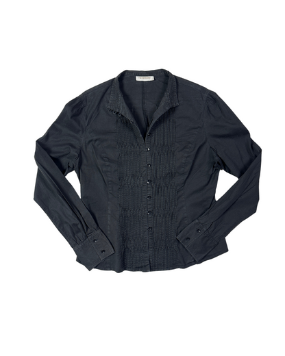 Y2K  Pleated Front Fitted Shirt - Large