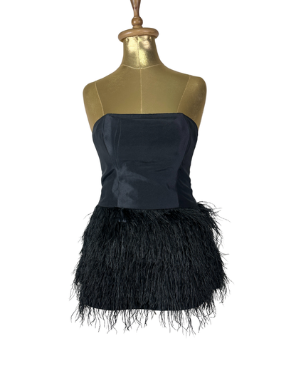 Retro Party Strapless Feather Trim Top