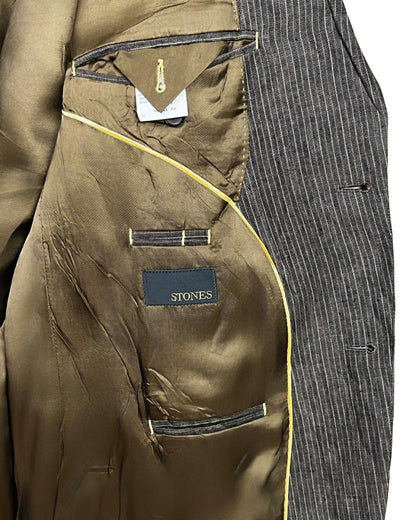 Vintage Stones Linen Pinstripe Blazer - Size 56