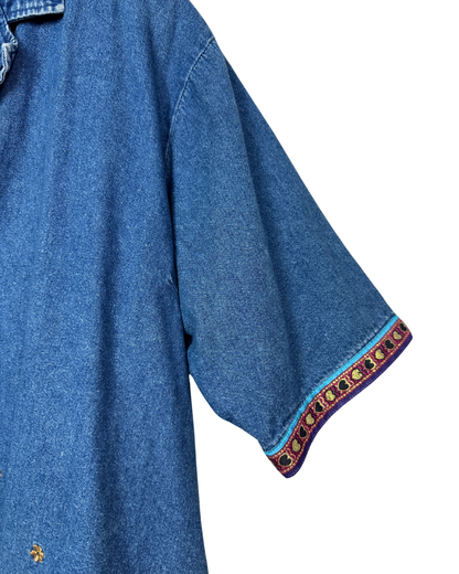 Victoria Jones Denim Shirt with Embroidered Trim