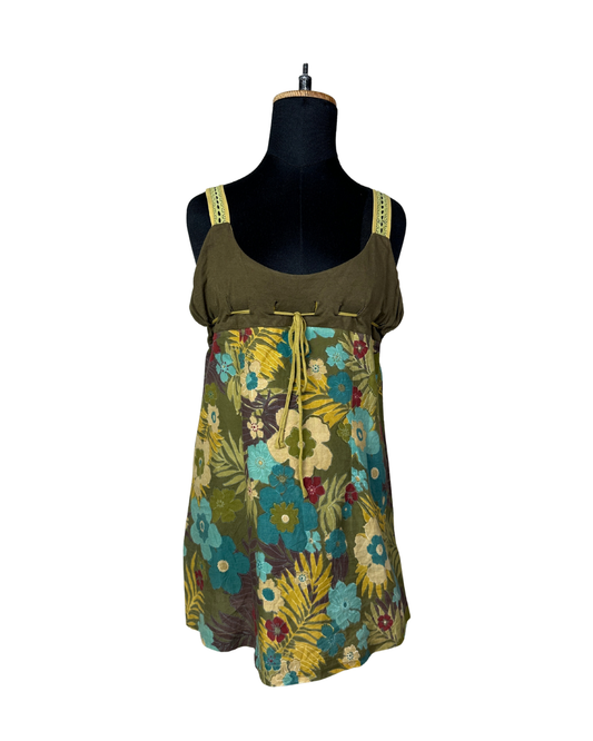 Floral Babydoll Top with Tie-Front
