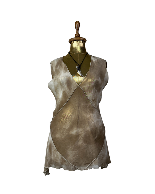 Kishido Chic Sheer Assymetrical Top w/ Diagonal Seaming