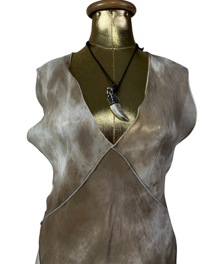 Kishido Chic Sheer Assymetrical Top w/ Diagonal Seaming