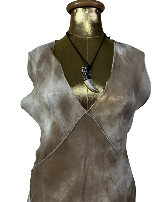 Kishido Chic Sheer Assymetrical Top w/ Diagonal Seaming